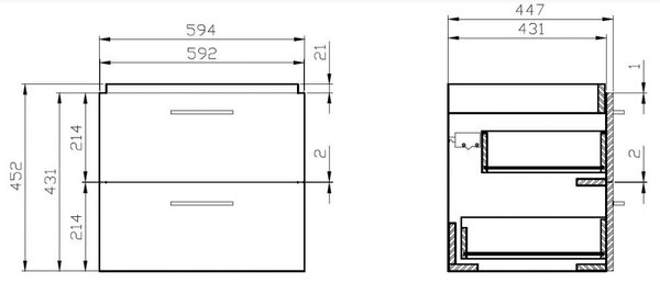 Cersanit Lara City 60, SET skrinka + umývadlo, 594x447x460 mm, šedá lesklá, S801-216-DSM