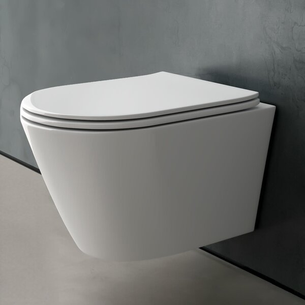 Závesné WC bez splachovacieho okraja - Kompletná súprava - Toaleta so Softclose - Duroplastový WC sedák