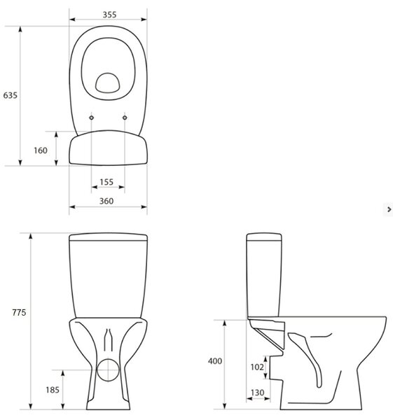 Cersanit ARTECO 010 CLEANON WC so sedátkom Soft Close 63,5 x 35,5 cm, K667-069