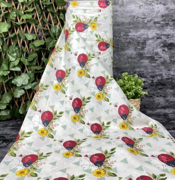 Ervi Bavlnená látka/plátno š.240cm - lienky a slnečnice -25520, metráž