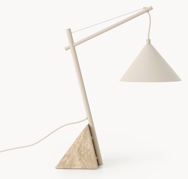 Veľká stolová lampa's travertínovým podstavcom Reyna
