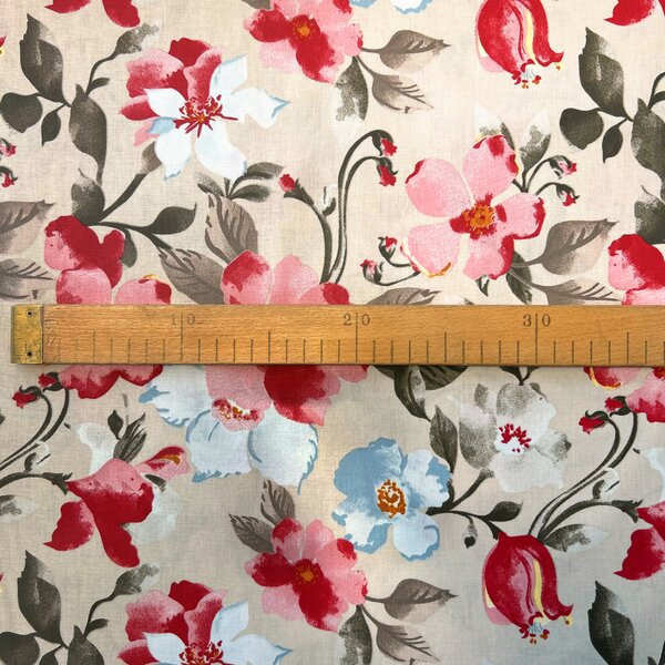 Ervi Bavlnená látka/plátno š.240cm - kvety na béžovom - 26235-14, metráž