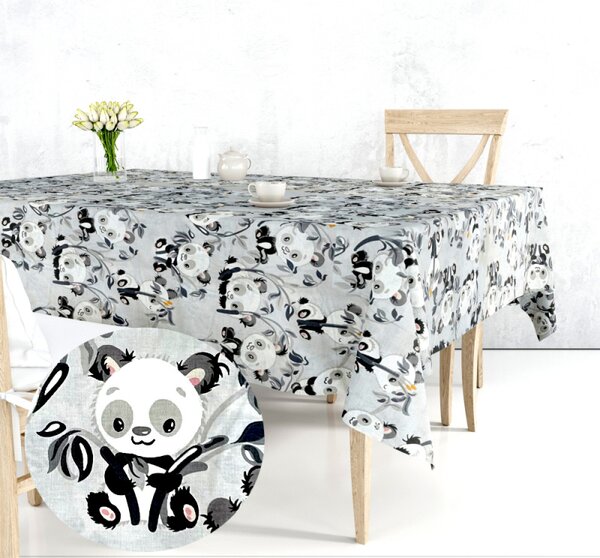 Ervi bavlnený obrus na stôl štvorcový - panda