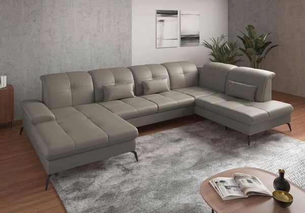 SEDACIA SÚPRAVA, textil, koža, sivá Sit & More - Sedačky, Online Only