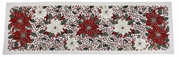 Vianočný gobelínový behúň na stôl Chenille IT08 Vianočná ruža Farba Viacfarebná Rozmery 40x130 cm
