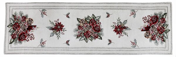 Vianočný gobelínový behúň na stôl Vianočná svieca Chenille IT015 Farba Viacfarebná Rozmery 40x130 cm