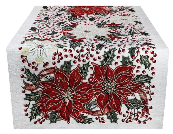 Vianočný gobelínový behúň na stôl Chenille IT08 Vianočná ruža Farba Viacfarebná Rozmery 40x130 cm