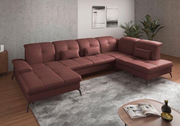 SEDACIA SÚPRAVA, textil, koža, červenohnedá Sit & More - Sedačky, Online Only