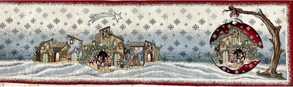 Vianočný gobelínový behúň na stôl Betlehem Chenille IT013 Farba Viacfarebná Rozmery 40x130 cm
