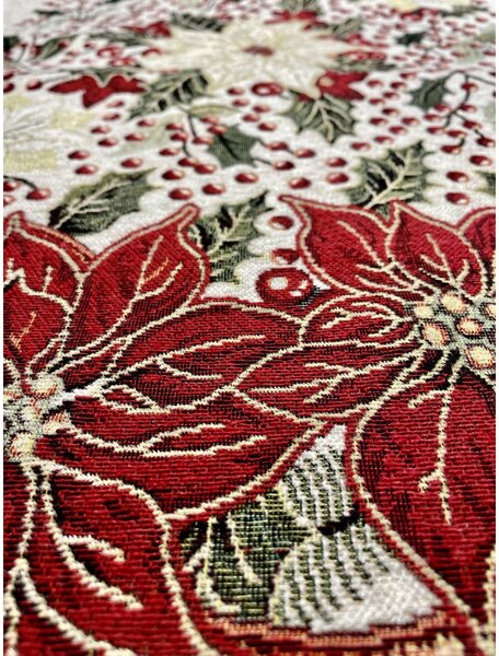 Vianočný gobelínový behúň na stôl Chenille IT08 Vianočná ruža Farba Viacfarebná Rozmery 40x130 cm