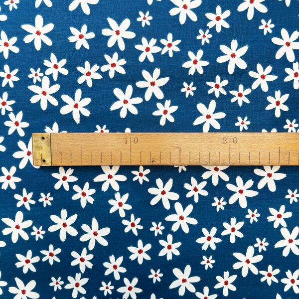Ervi Bavlnená látka/plátno š.240cm - kvetinky na modrom - 26186-7