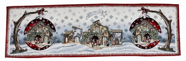 Vianočný gobelínový behúň na stôl Betlehem Chenille IT013 Farba Viacfarebná Rozmery 40x130 cm