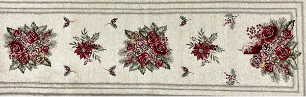 Vianočný gobelínový behúň na stôl Vianočná svieca Chenille IT015 Farba Viacfarebná Rozmery 40x130 cm