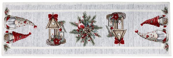 Vianočný gobelínový behúň na stôl Škriatkovia Chenille IT020 Farba Viacfarebná Rozmery 40x130 cm