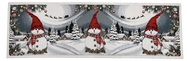 Vianočný gobelínový behúň na stôl Snehuliak Chenille IT07 Farba Viacfarebná Rozmery 40x130 cm
