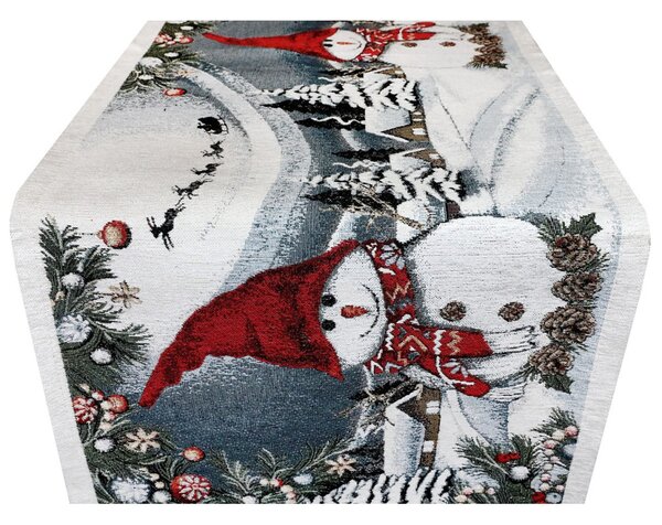 Vianočný gobelínový behúň na stôl Snehuliak Chenille IT07 Farba Viacfarebná Rozmery 40x130 cm