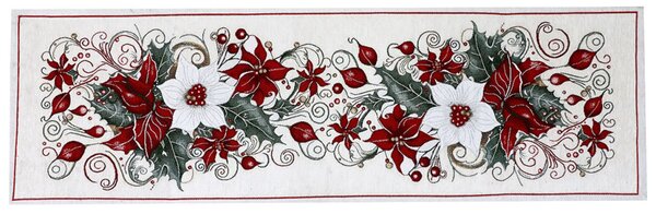 Vianočný gobelínový behúň na stôl Vianočná ruža Chenille IT040 Farba Viacfarebná Rozmery 40x130 cm