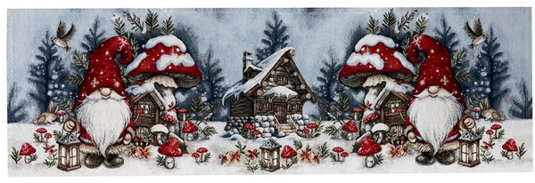 Vianočný gobelínový behúň na stôl Hubový škriatok Chenille IT039 Farba Viacfarebná Rozmery 40x130 cm