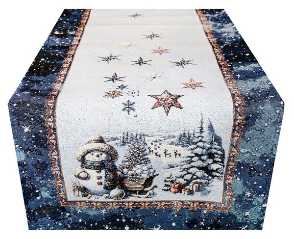 Vianočný gobelínový behúň na stôl s lurexom Magický Santa a snehové vločky Farba Viacfarebná Rozmery 45x90 cm