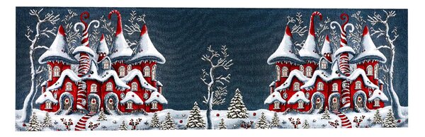 Vianočný gobelínový behúň na stôl Čarovný zimný domček Chenille IT038 Farba Viacfarebná Rozmery 40x130 cm