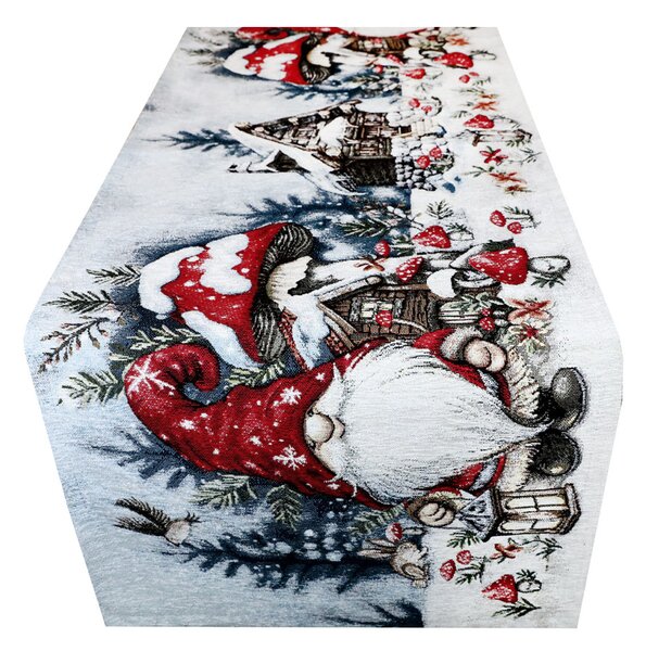 Vianočný gobelínový behúň na stôl Hubový škriatok Chenille IT039 Farba Viacfarebná Rozmery 40x130 cm