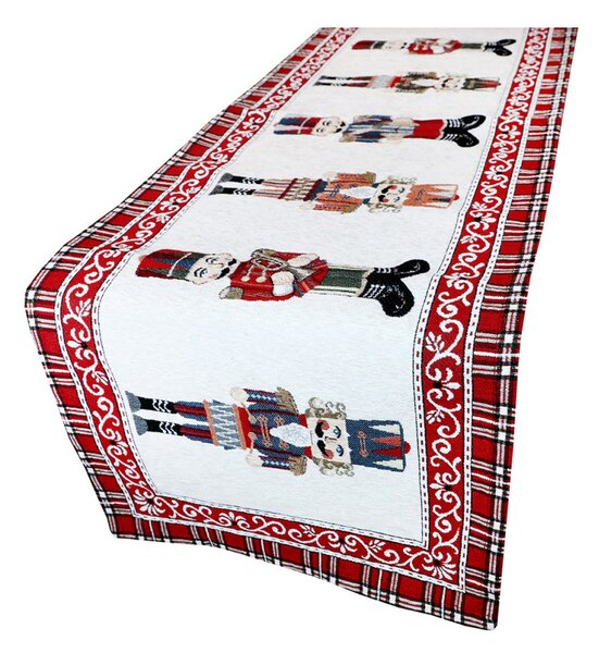 Vianočný gobelínový behúň na stôl Luskáčik Chenille IT035 Farba Béžová Rozmery 40x130 cm