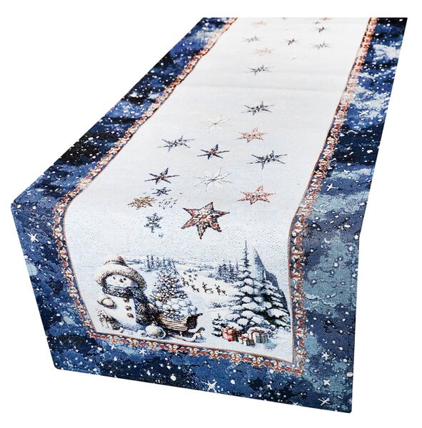Vianočný gobelínový behúň na stôl s lurexom Magický Santa a snehové vločky Farba Viacfarebná Rozmery 45x90 cm