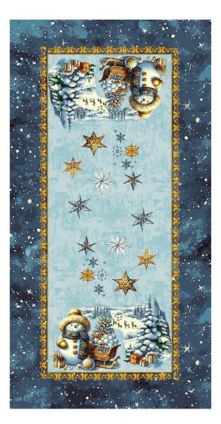 Vianočný gobelínový behúň na stôl s lurexom Magický Santa a snehové vločky Farba Viacfarebná Rozmery 45x90 cm