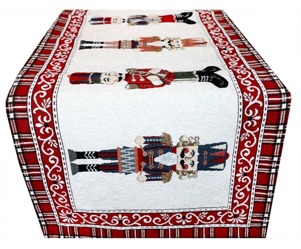 Vianočný gobelínový behúň na stôl Luskáčik Chenille IT035 Farba Béžová Rozmery 40x130 cm