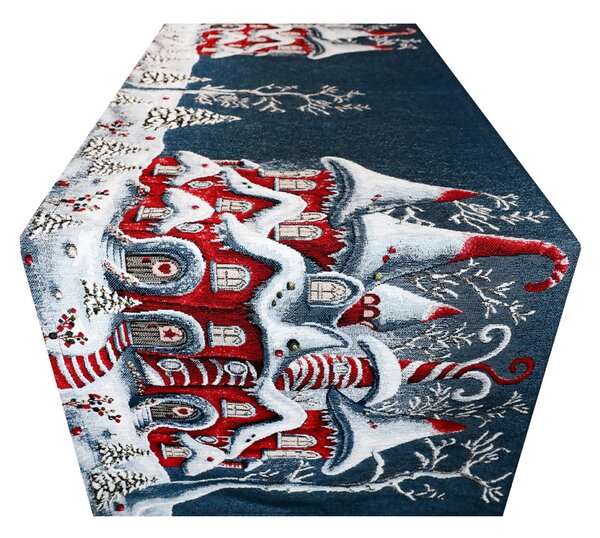 Vianočný gobelínový behúň na stôl Čarovný zimný domček Chenille IT038 Farba Viacfarebná Rozmery 40x130 cm