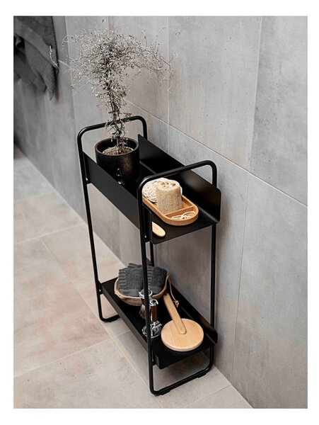 Čierny kovový konzolový stolík 24x48 cm A-Console - Zone