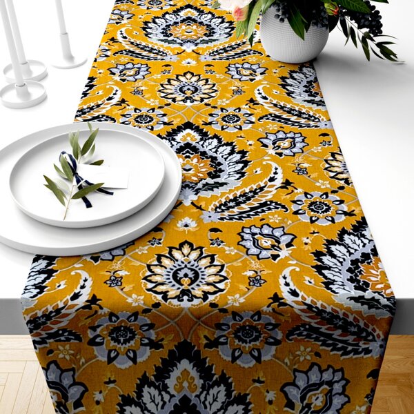 Ervi bavlnený behúň na stôl - Etno žltý