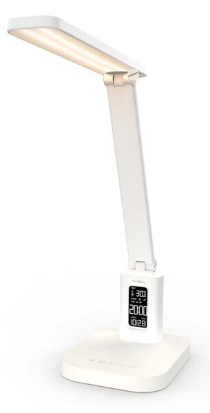 Nedis LTLRC10WT - LED stmievateľná nabíjateľná lampa s displejom 7,5W/1200 mAh 3000/4000/5700K biela
