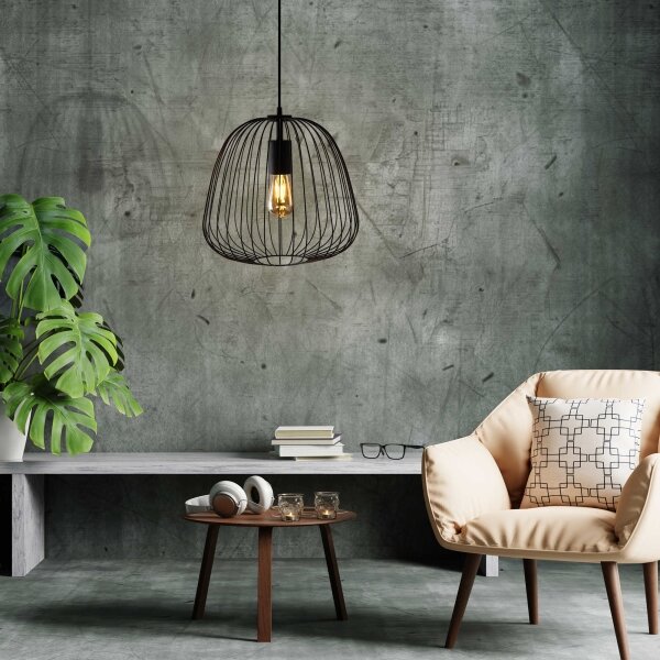 Závesný luster na kábli OVELLA 1xE27/15W/230V pr. 36 cm čierny