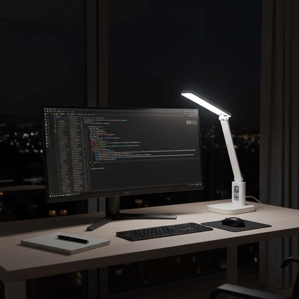 Nedis LTLRC10WT - LED stmievateľná nabíjateľná lampa s displejom 7,5W/1200 mAh 3000/4000/5700K biela
