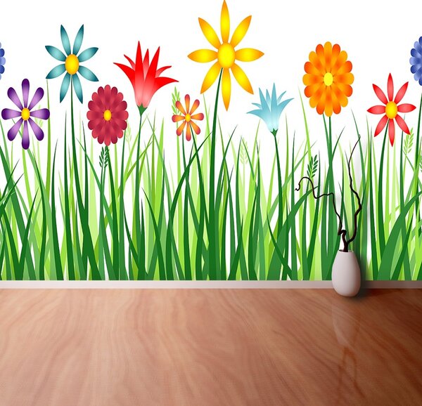 Fototapeta Vliesová Kvety tráva 104x70 cm