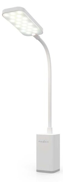 Nedis LTLR10WT - LED stmievateľná nabíjateľná dotyková stolná lampa so svorkou LED/5W/1200 mAh biela