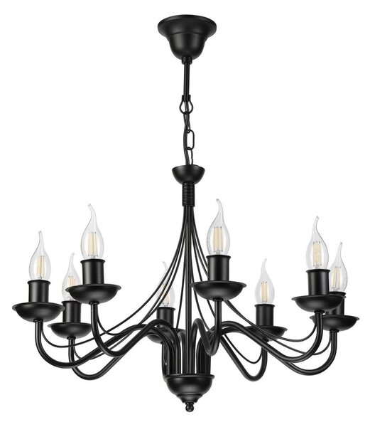 Luster na reťazi ANTON 8xE14/60W/230V čierna