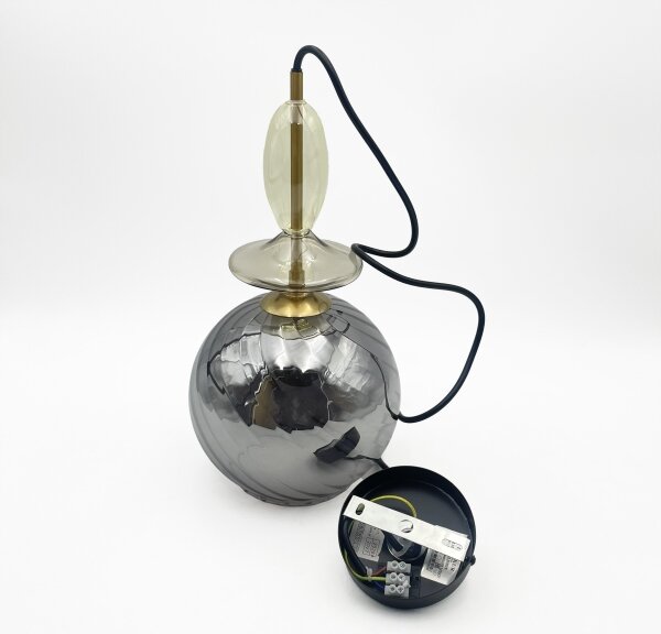 Luster na lanku VELLO 1xE27/15W/230V čierna/dymová béžová/čierna