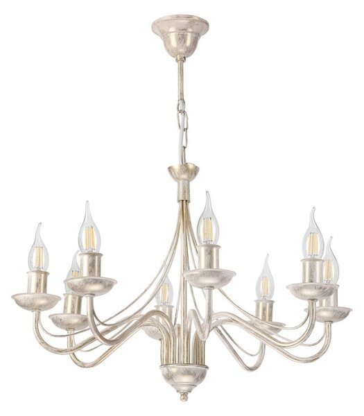 Luster na reťazi ANTON 8xE14/60W/230V biela patina