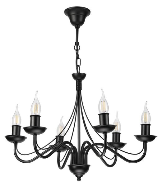 Luster na reťazi ANTON 6xE14/60W/230V čierna