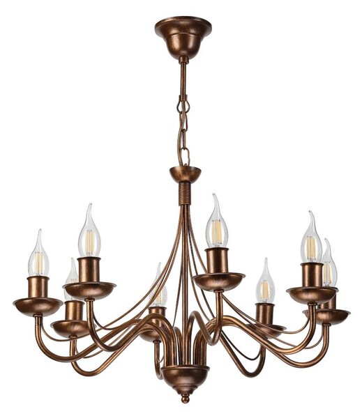 Luster na reťazi ANTON 8xE14/60W/230V bronzová