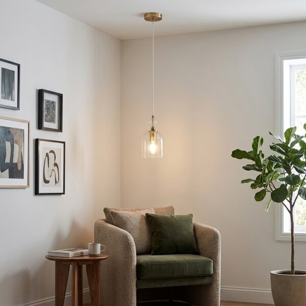 Luster na lanku VELARE 1xE27/15W/230V zlatý/číry