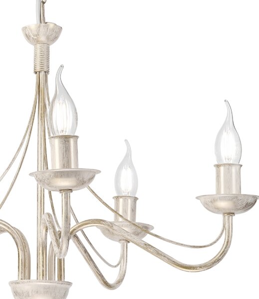 Luster na reťazi ANTON 5xE14/60W/230V biela patina