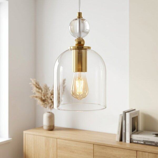 Luster na lanku VELARE 1xE27/15W/230V zlatý/číry