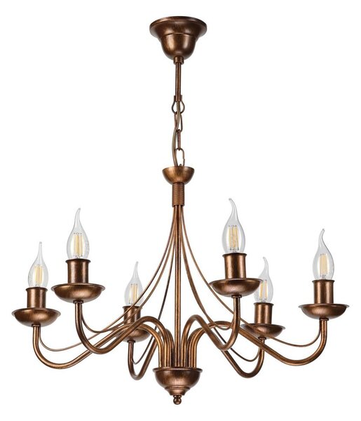 Luster na reťazi ANTON 6xE14/60W/230V bronzový