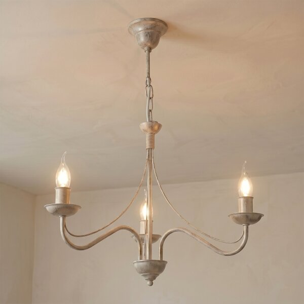 Luster na reťazi ANTON 3xE14/60W/230V biela patina