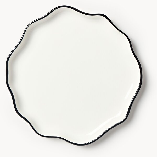 Porcelánové plytké taniere's vlnitým okrajom Bia, 4 ks