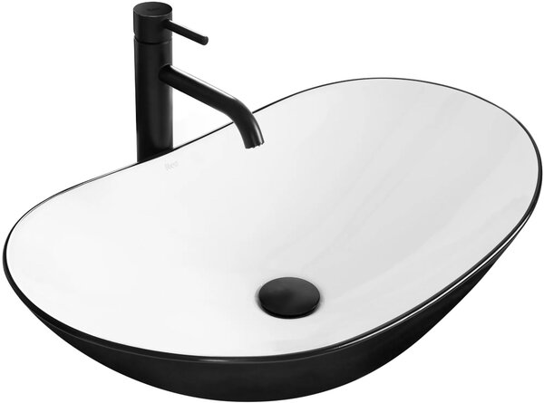 Rea Royal 60 umývadlo, 62 x 36 cm, biela/lesklá čierna, REA-U6600