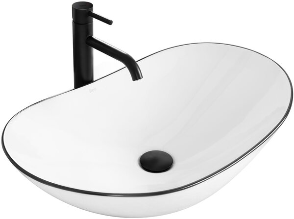 Rea Royal 60 umývadlo, 62 x 36 cm, biela / čierny okraj, REA-U8569